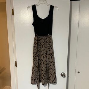 Stylish Black and Tan Polka Dot Dress